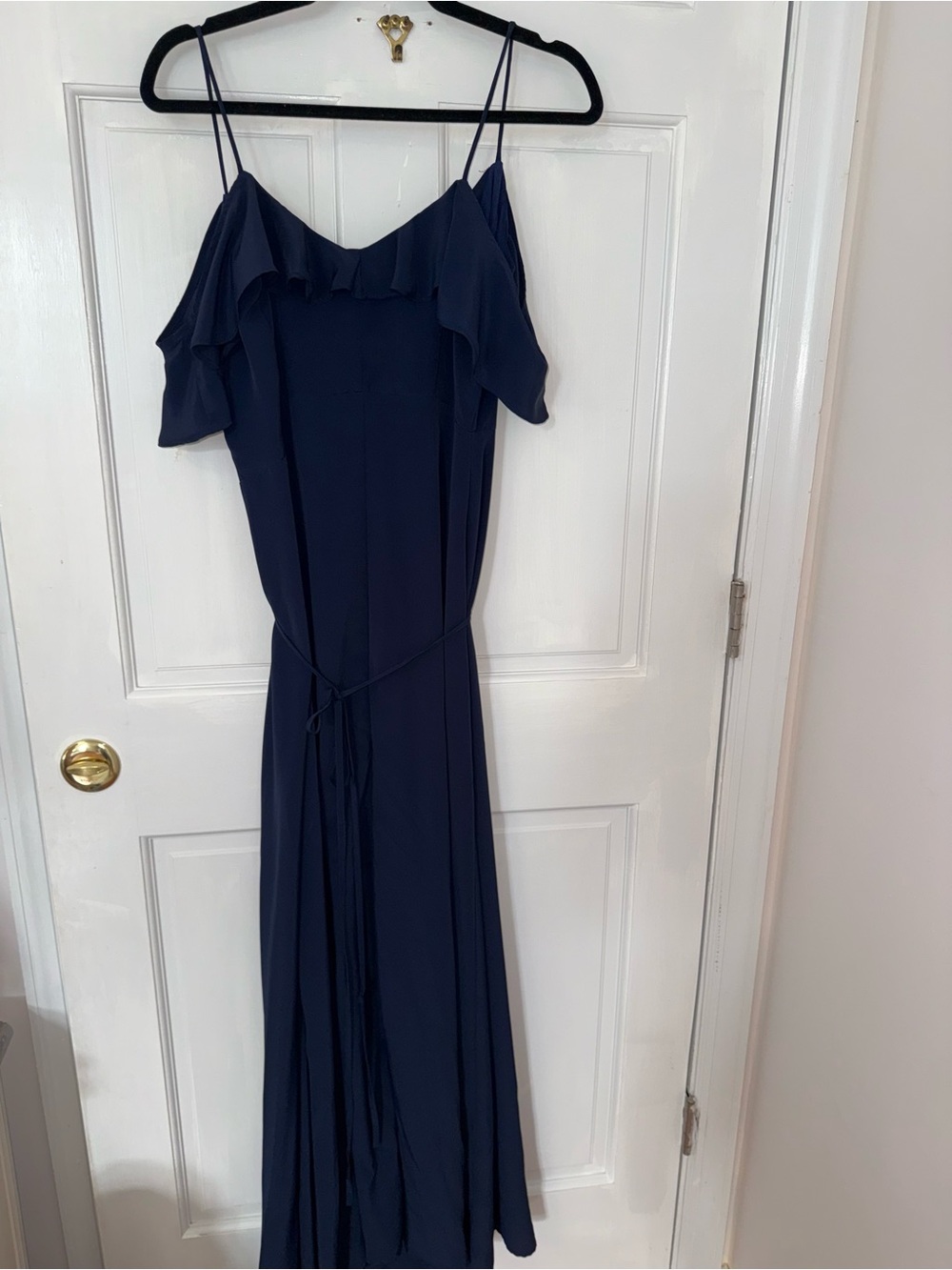 Lulu's Navy Ruffle-Shoulder Maxi Dress - Picture 7 of 8